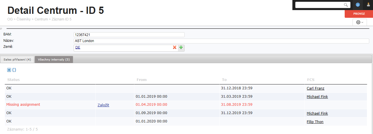 Master data - identifikace nepokrytých intervalů Od Do